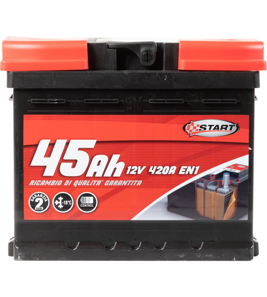 Batteria auto 45ah 12v 420a polo positivo destro cassetta l1